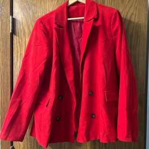 Red Double-Breasted Women's Jacket